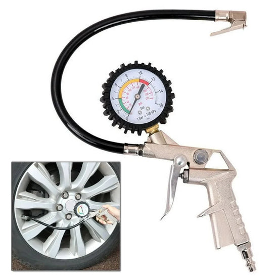 Pistol umflat roti cu manometru, 16 bari, furtun 300mm