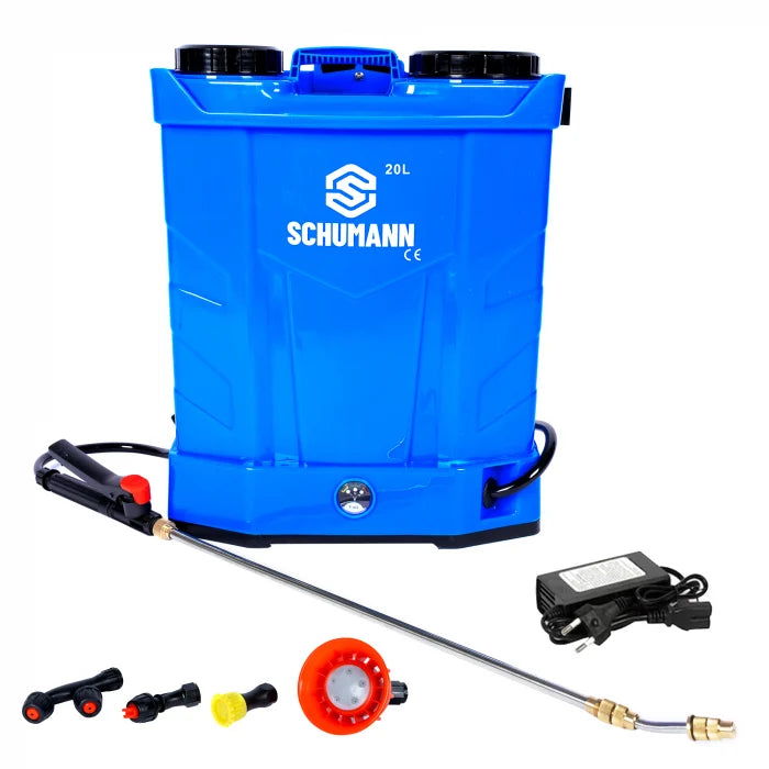 Pompa de stropit electrica, Schumann 20 L, acumulator, 6 BAR, regulator, 5 duze de stropire incluse