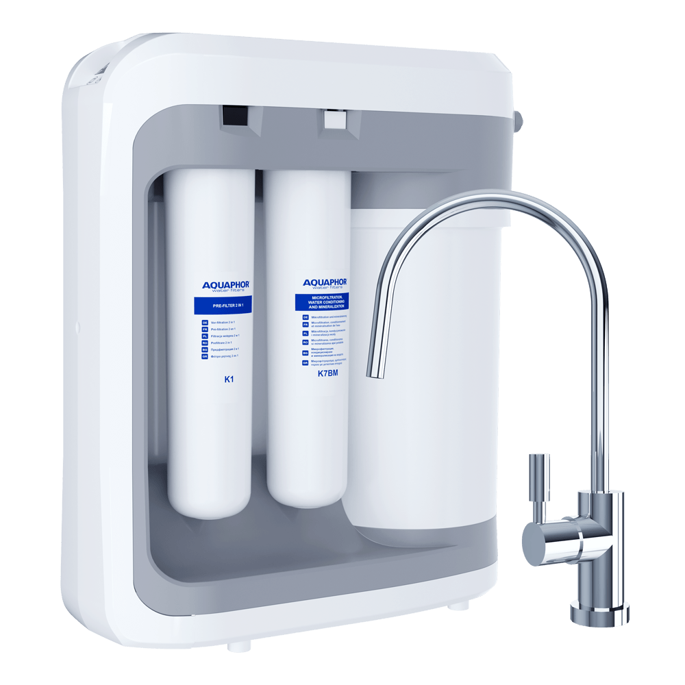 Aparat de filtrare apa cu osmoza inversa Aquaphor RO-202S, 4 filtre, rezervor 5L, pompa presiune integrata, 100 GPD