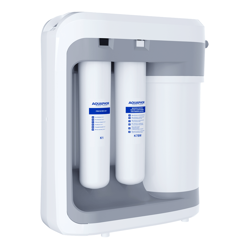 Aparat de filtrare apa cu osmoza inversa Aquaphor RO-202S, 4 filtre, rezervor 5L, pompa presiune integrata, 100 GPD