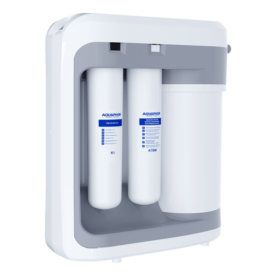 Aparat de filtrare apa cu osmoza inversa Aquaphor RO-202S, 4 filtre, rezervor 5L, pompa presiune integrata, 100 GPD