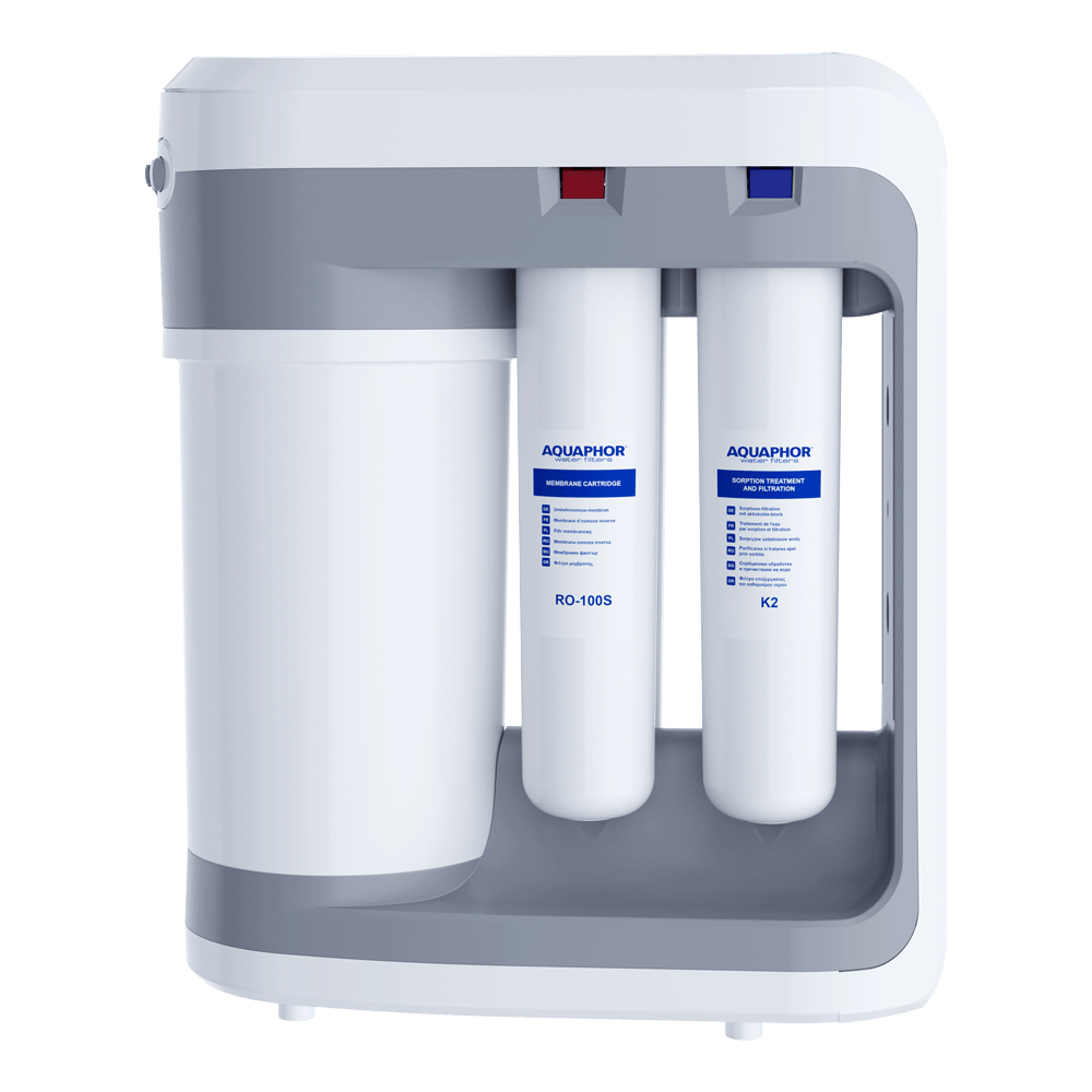 Aparat de filtrare apa cu osmoza inversa Aquaphor RO-202S, 4 filtre, rezervor 5L, pompa presiune integrata, 100 GPD