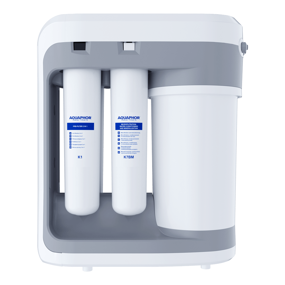 Aparat de filtrare apa cu osmoza inversa Aquaphor RO-202S, 4 filtre, rezervor 5L, pompa presiune integrata, 100 GPD