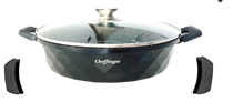 Cratita joasa cu capac, design Diamond, 28 cm / 3.5L, acoperire cu marmura, compatibila cu gaz, electric, ceramic, halogen, inductie