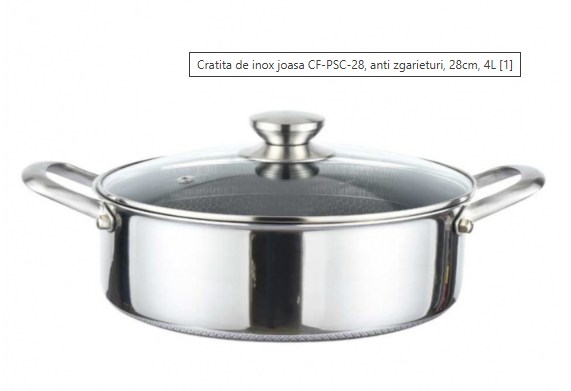 Cratita joasa 28 cm otel inoxidabil 4L