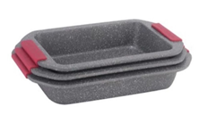 Set de 3 tavi, manere silicon, acoperire cu marmura, otel carbon