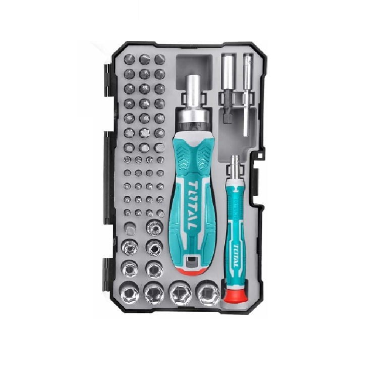 Set surubelnita cu clichet TOTAL, 55 piese – INDUSTRIAL