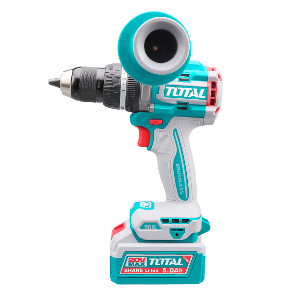 Masina de gaurit cu percutie TOTAL 20V, brushless, 166 Nm, 2 acumulatori 5.0Ah, incarcator inclus
