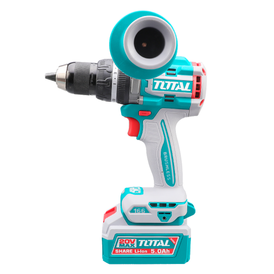Masina de gaurit cu percutie TOTAL 20V, brushless, 166 Nm, 2 acumulatori 5.0Ah, incarcator inclus