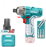 Masina de insurubat cu impact TOTAL 12V, 100 Nm, 2 acumulatori 1.5Ah