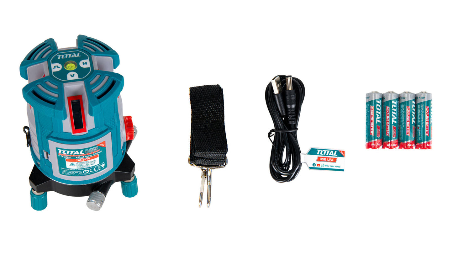 Nivela laser profesionala TOTAL 30m, 1H 4V, precizie ±1 mm la 5m