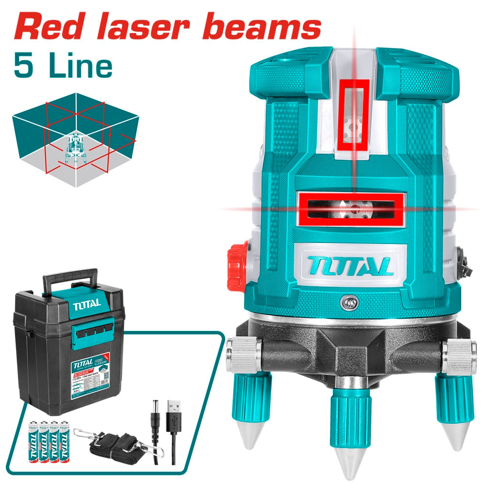 Nivela laser profesionala TOTAL 30m, 1H 4V, precizie ±1 mm la 5m