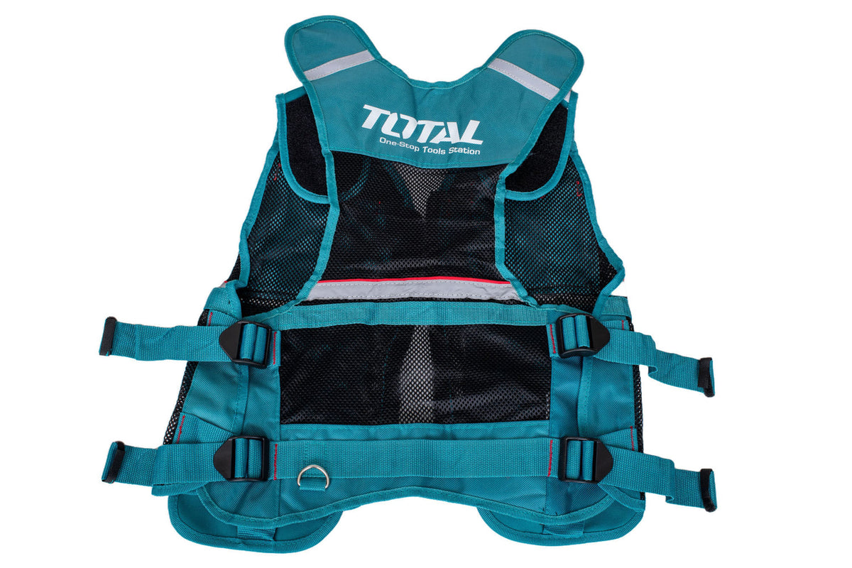 Set transport unelte TOTAL 5 piese – rucsac, geanta, vesta, centura, suport bormasina