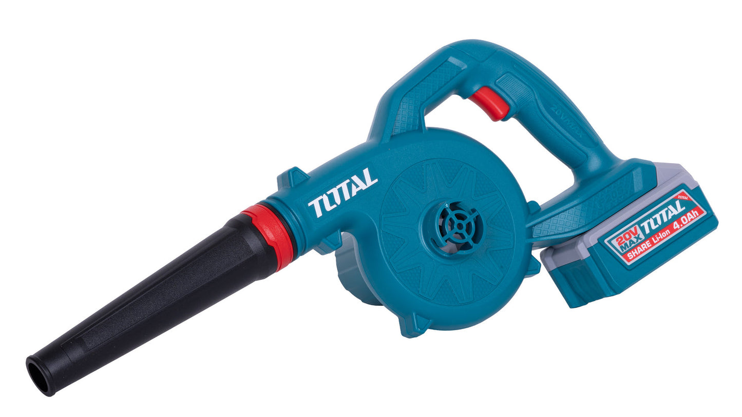 Kit combo TOTAL 20V cu masina de gaurit cu percutie, masina de insurubat cu impact si suflanta, 2 baterii 4.0Ah