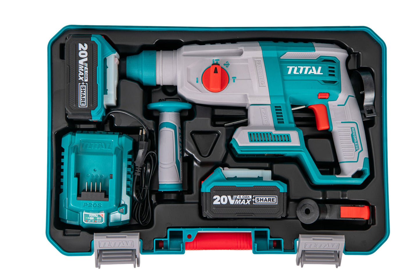 Ciocan rotopercutor TOTAL 20V, 2.5J, SDS Plus, acumulator si incarcator incluse