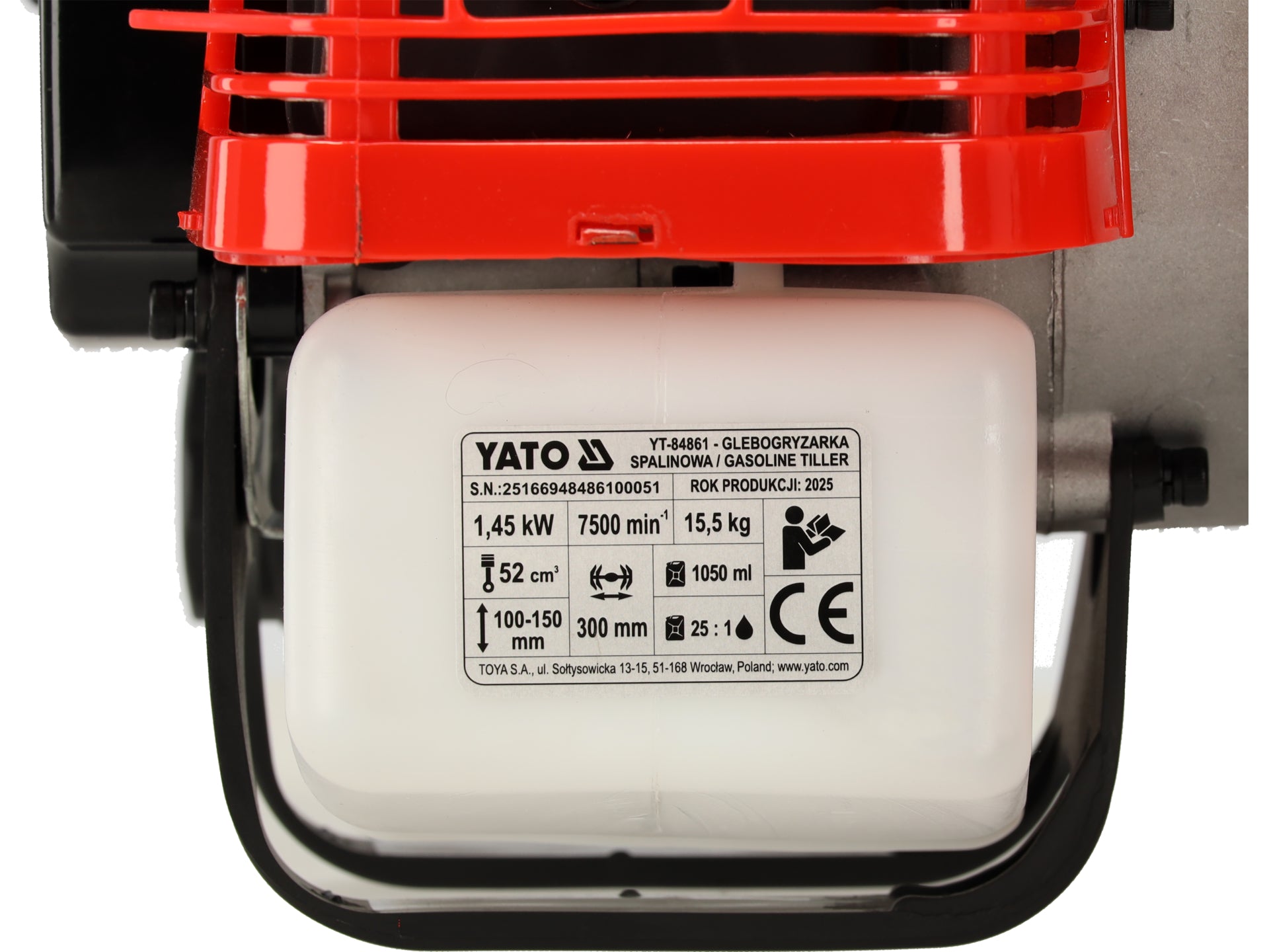 Motosapa pe benzina YATO, motor 52cc 1.45kW, latime lucru 300mm