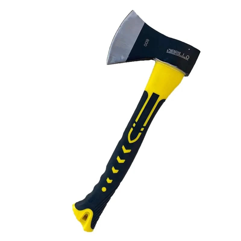 Topor despicat lemne 800g, lama otel carbon, maner fibra de sticla, semiprofesional, galben/negru