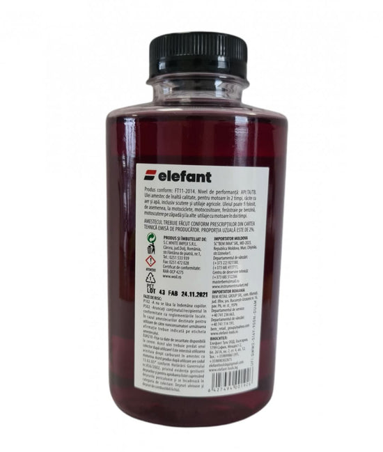 Ulei 0.5L, rosu amestec, motoare 2T, 30 ml/l