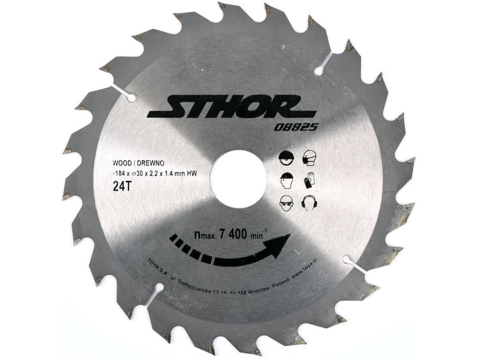 Disc circular pentru lemn 184 mm x 30 mm x 2.2 mm, 24 dinti – taiere rapida si precisa
