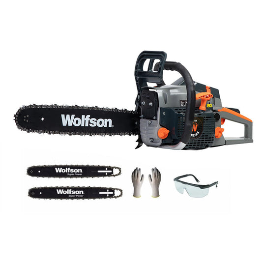 Drujba pe benzina WOLFSON STX-580, 52 cc, 2.6 CP, lama 40 cm, 2 lame + 2 lanturi – PROFESIONALA