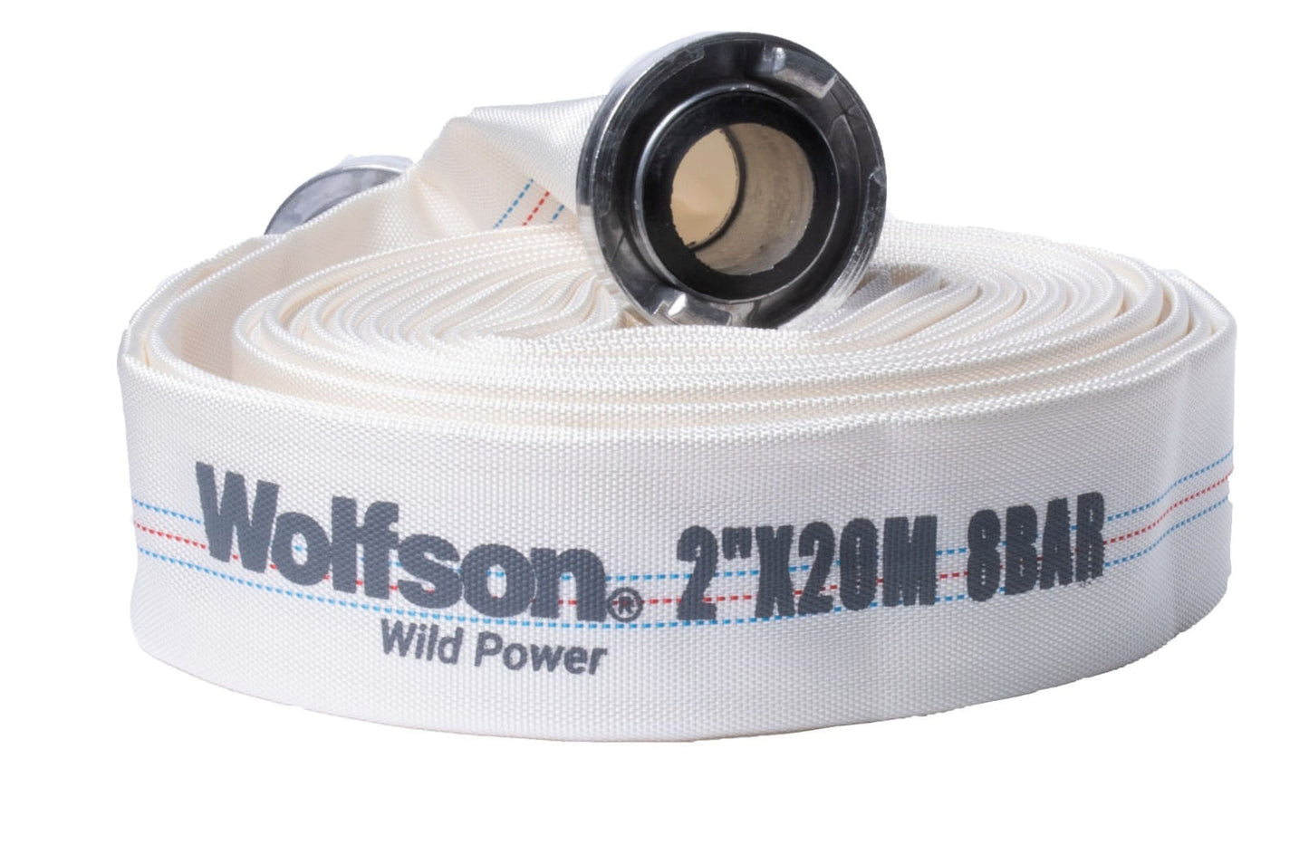 Furtun PROFESIONAL PVC panzat tip pompieri WOLFSON FPC-20, 2 inch (50 mm), 20 m, cu mufe cuplare