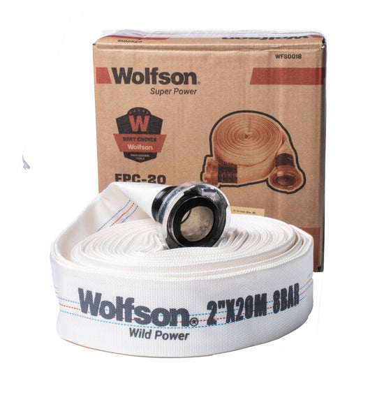 Furtun PVC panzat tip pompieri WOLFSON FPC-20, 2 inch (50 mm), 20 m, cu mufe cuplare