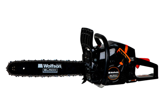 Drujba pe benzina WOLFSON Black Edition EURO 5, 52 cc, 3.1 CP, lama 40 cm, 33 dinti taietori, PROFESIONALA
