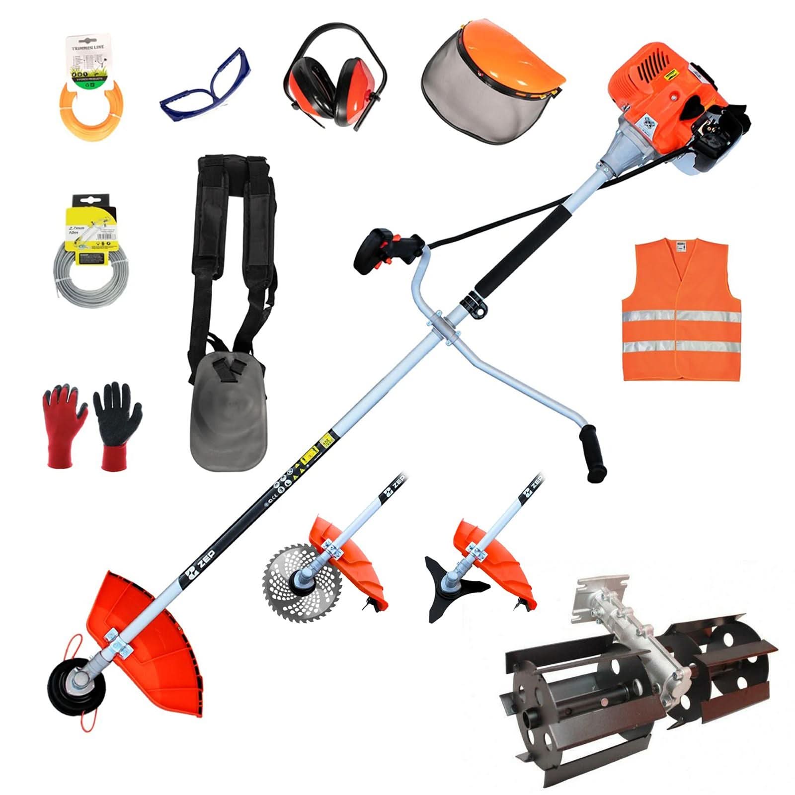 Motocoasa ZEP Power 5, 5 CP, 52CC, 8000 RPM, Easy Start, cu 13 Accesorii,  Prasitoare, Tambur Fir, Disc Metal 3 Lame