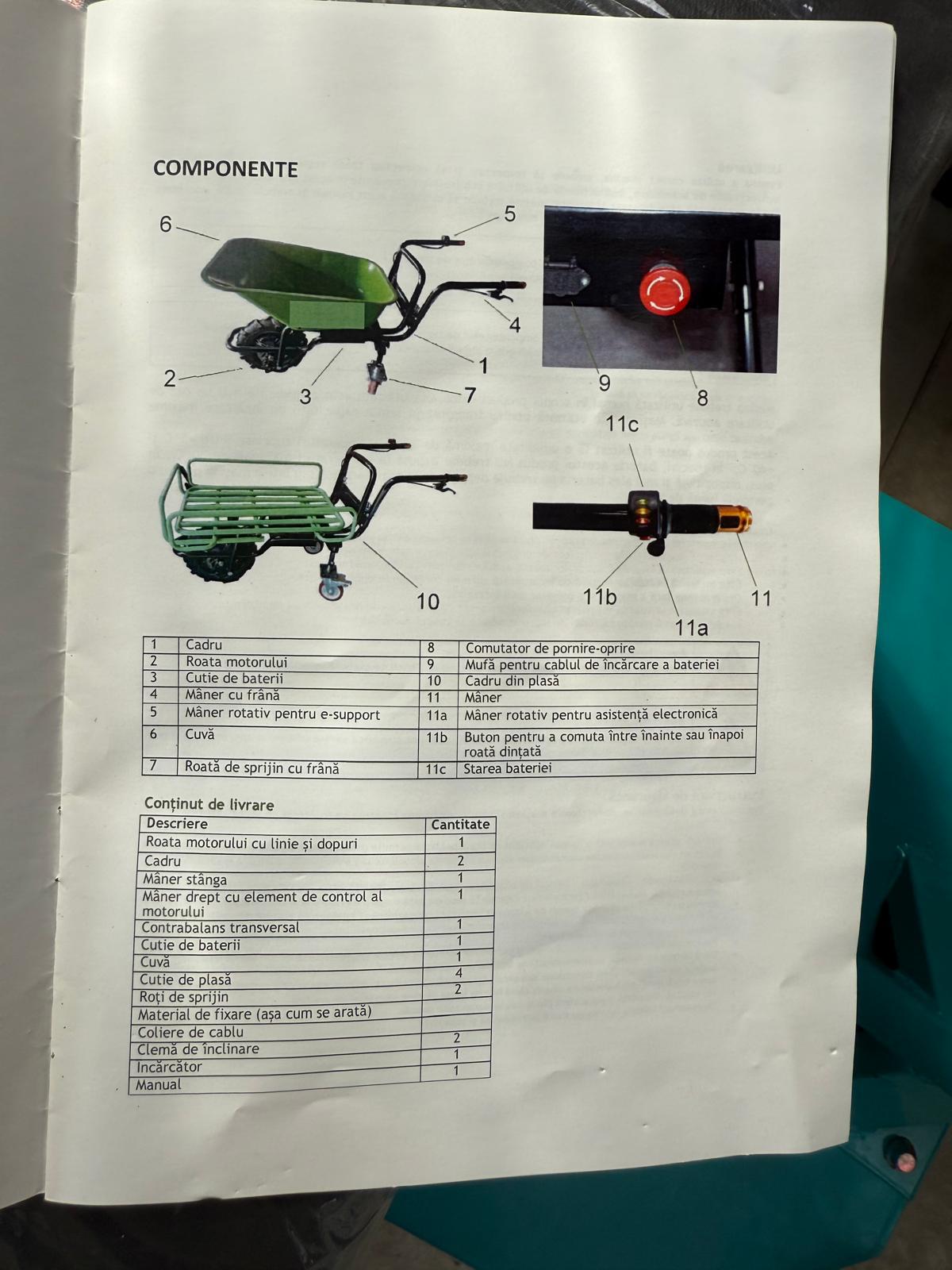 Roaba electrica Broman TRE 2 in 1, cuva basculabila, 500 W, 6 Ah, 150 kg