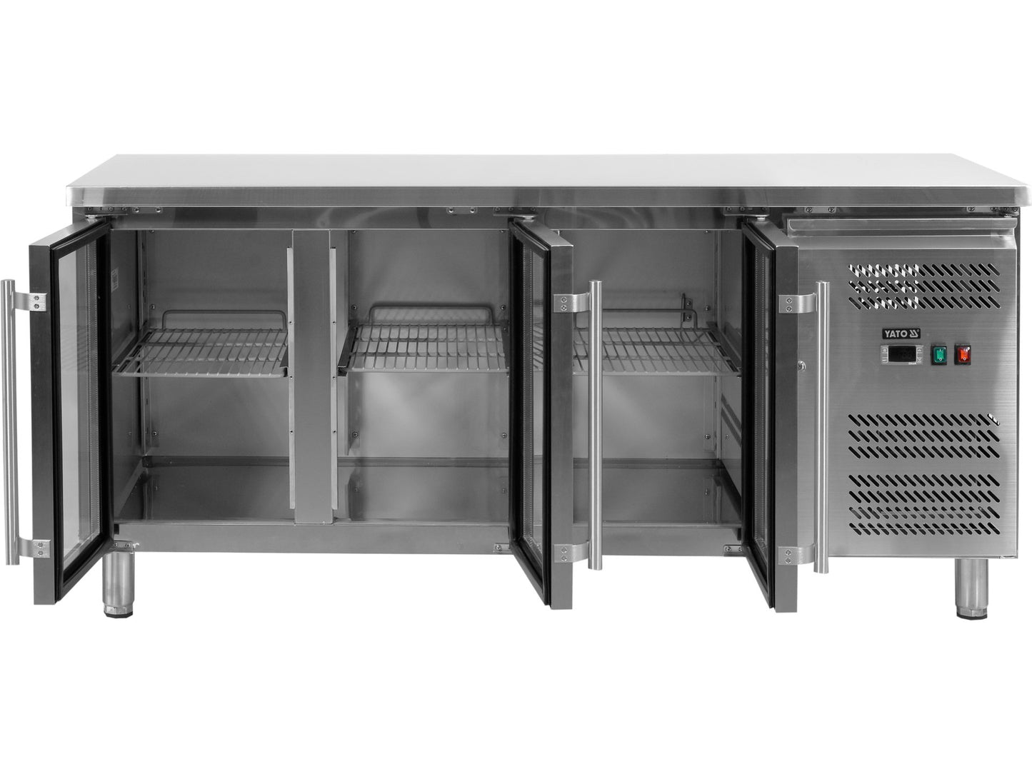 MASĂ RECE, 417L, 1795X700X850MM, 3 UȘI DIN STICLĂ