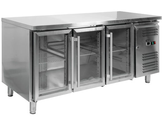 MASĂ RECE, 417L, 1795X700X850MM, 3 UȘI DIN STICLĂ