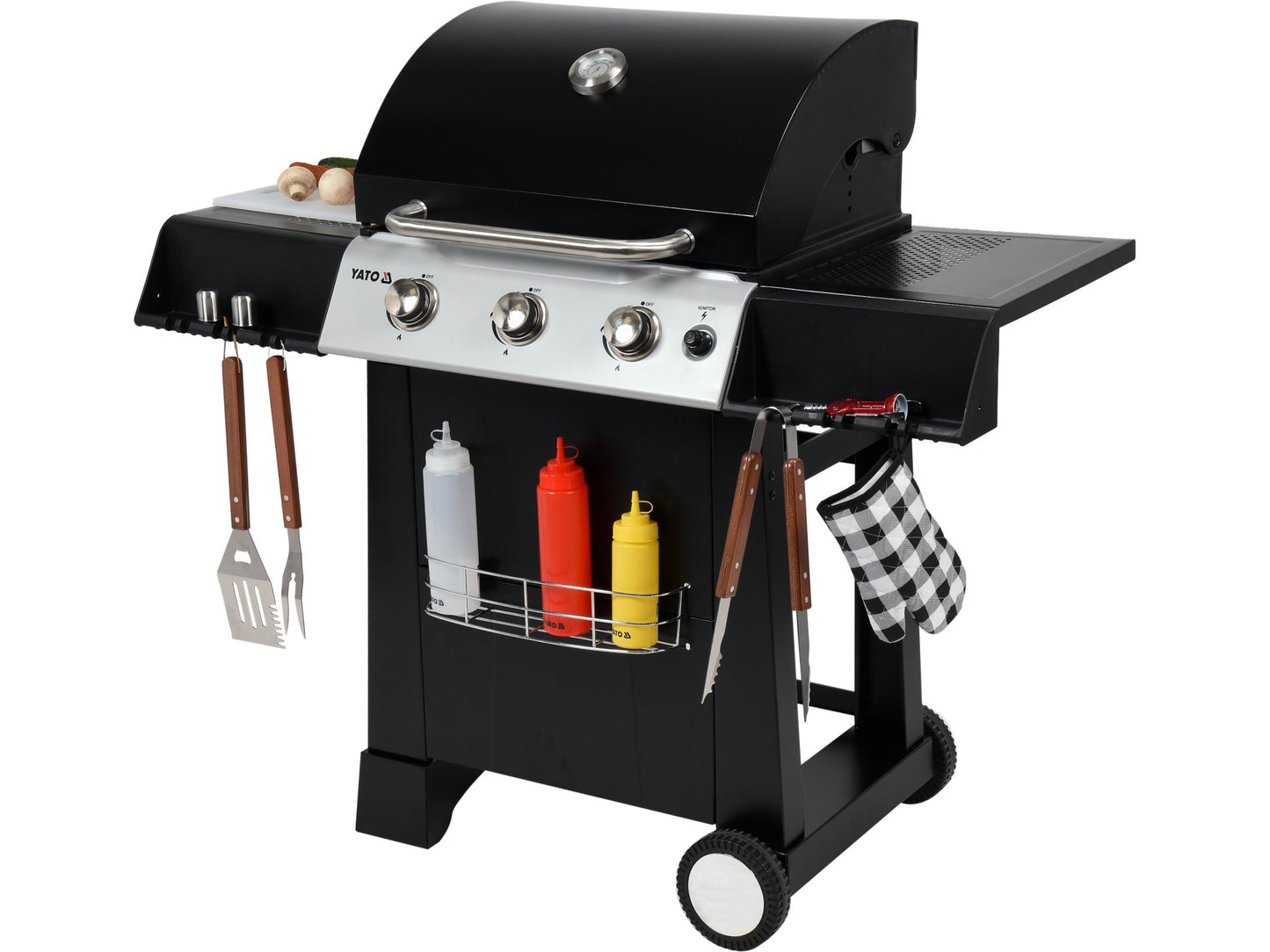 GRĂTAR PE GAZ, 3 ARZATOARE, 9KW