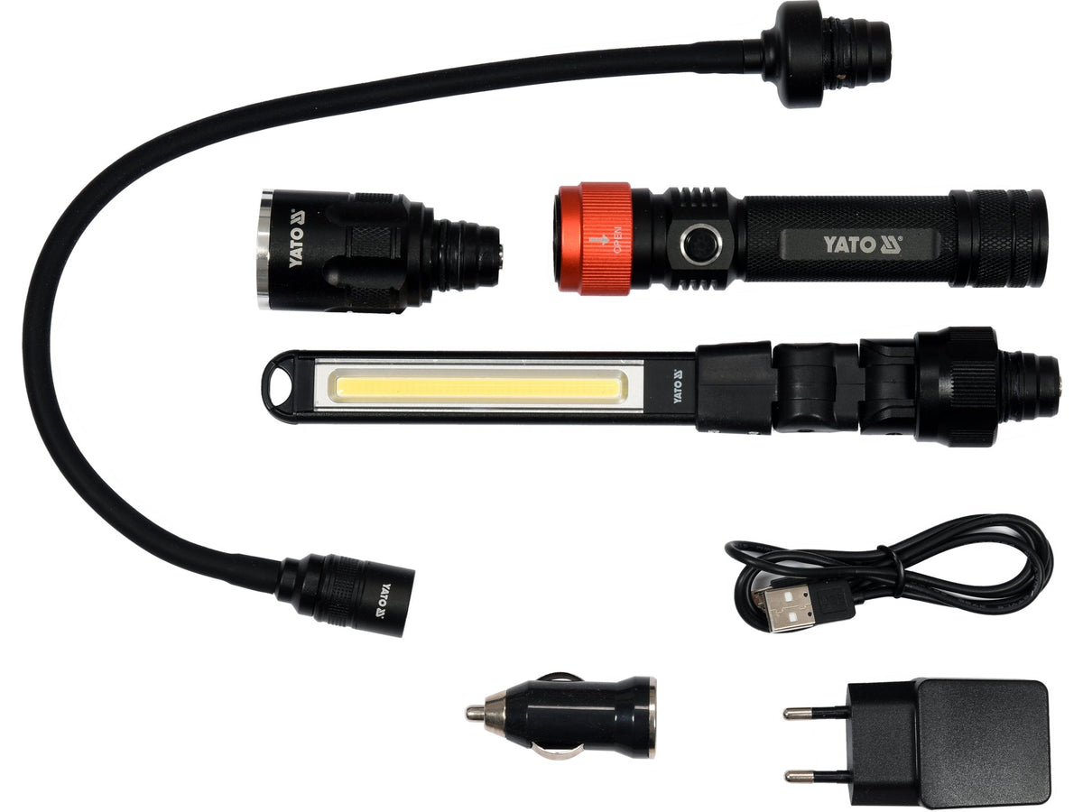 SET LAMPĂ DE ATELIER, 3 ÎN 1, 380LM, LI-ION 3,7V 2200MAH, IP54