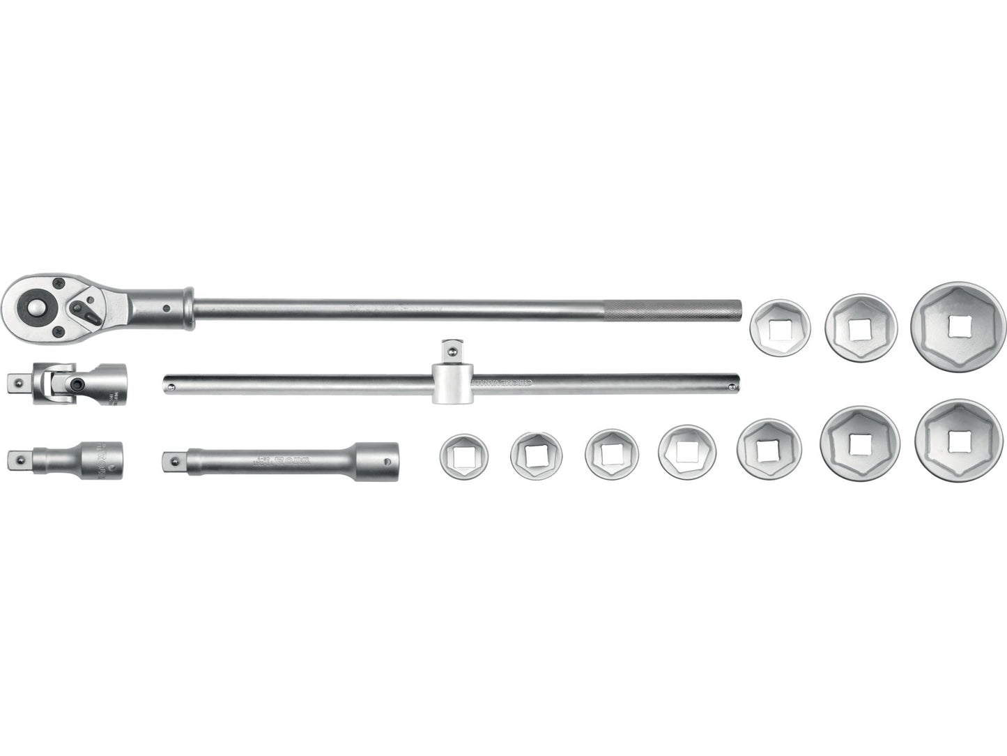 TRUSĂ CHEI TUBULARE CU CLICHET 3/4'', 15 BUC