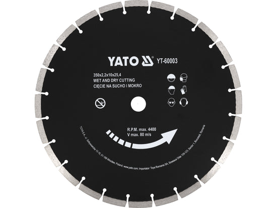 DISC DIAMANTAT PENTRU BETON 350X25.4MM, TĂIEREA USCĂTĂ ȘI UMEDĂ