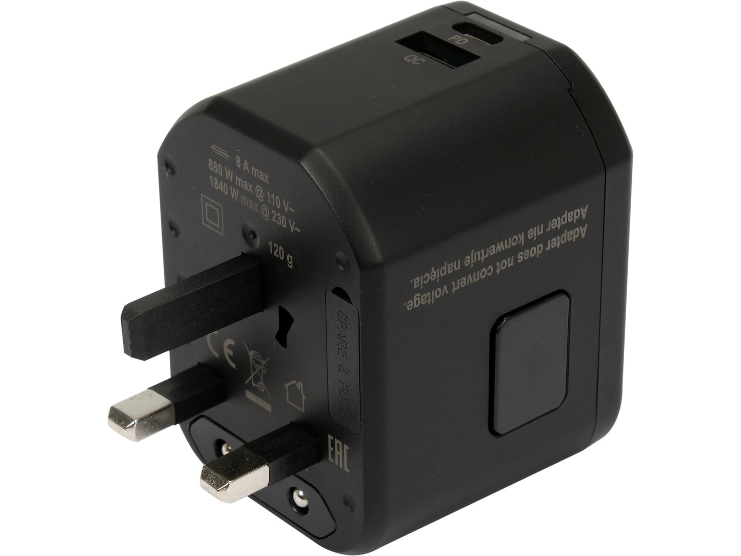ADAPTOR UNIVERSAL DE CĂLĂTORIE, 1 PORT USB + 1 PORT USB-C