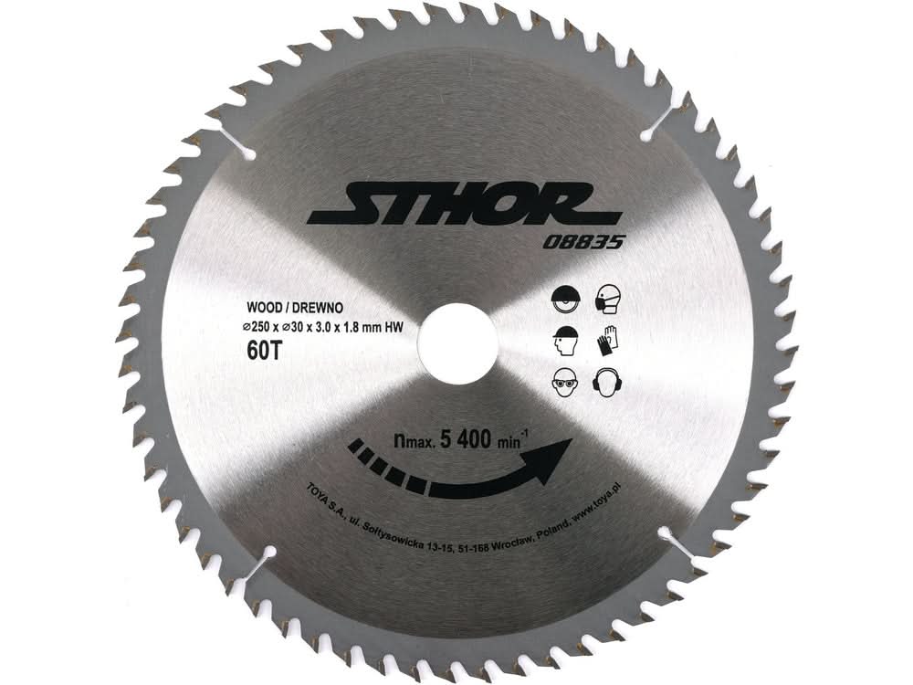 Disc circular pentru lemn 250 mm x 30 mm x 3.0 mm, 60 dinti – taiere fina si precisa