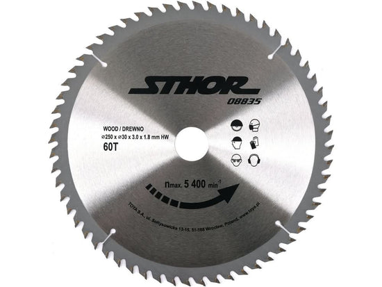 Disc circular pentru lemn 250 mm x 30 mm x 3.0 mm, 60 dinti – taiere fina si precisa