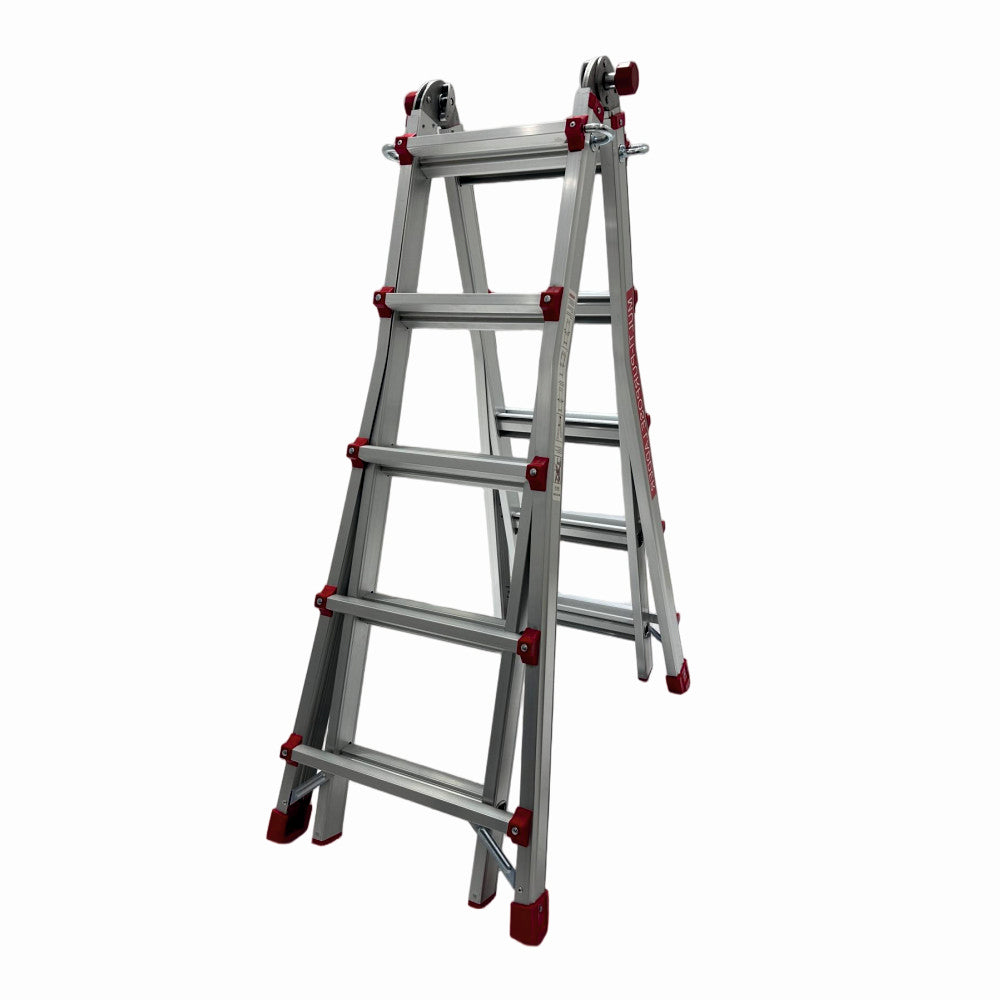 Scara multifunctionala din aluminiu cu balama ZEP TOOLS JL-405S-4X5, 5 metri, 4x5 trepte, greutate maxima 150 kg