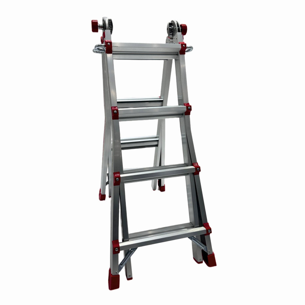 Scara multifunctionala din aluminiu cu balama ZEP TOOLS JL-404S-4X4, 3.9 metri, 4x4 trepte, greutate maxima 150 kg