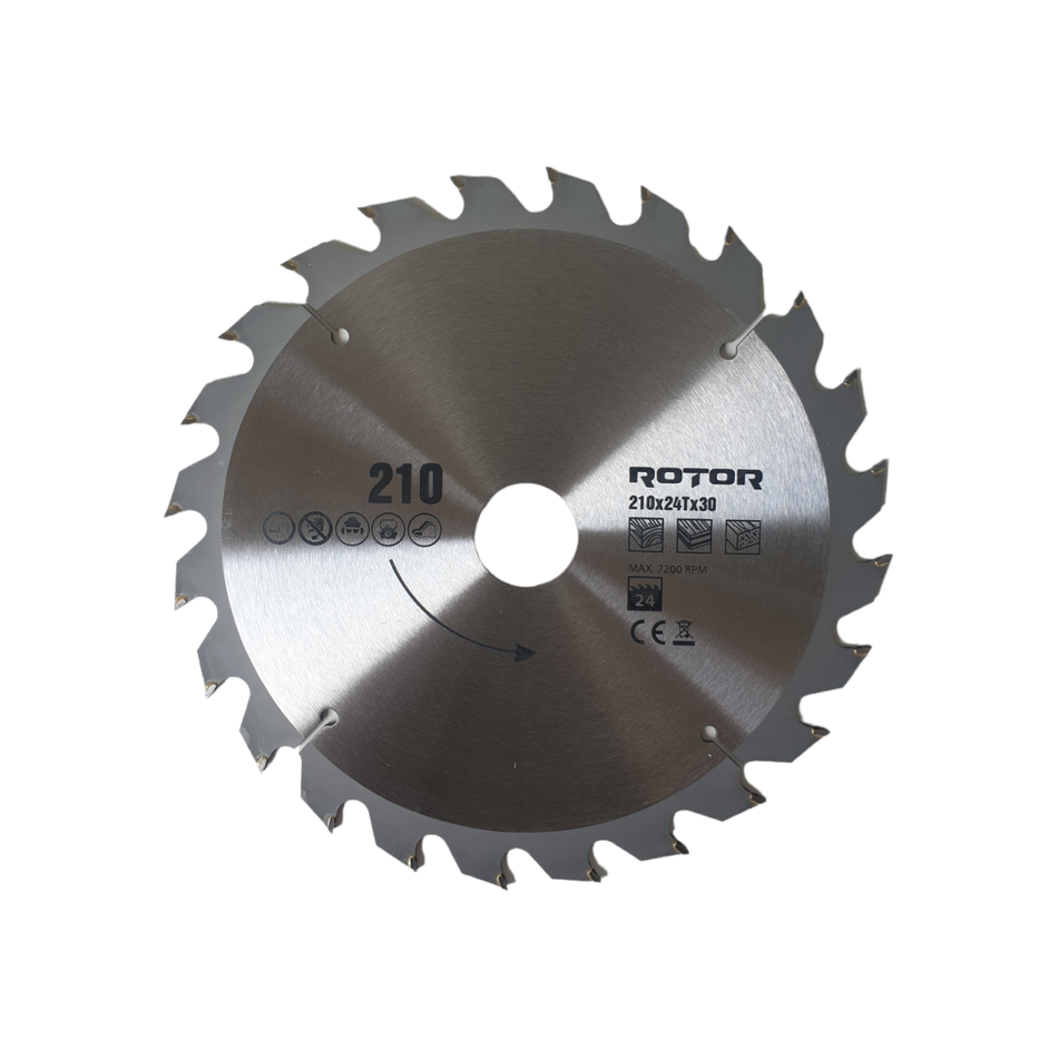 Disc taiere lemn ROTOR, 210 mm, 24 dinti, prindere 30 mm