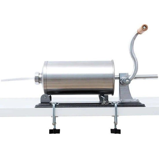 Masina orizontala de umplut carnati 5kg, din inox cu 5 palnii