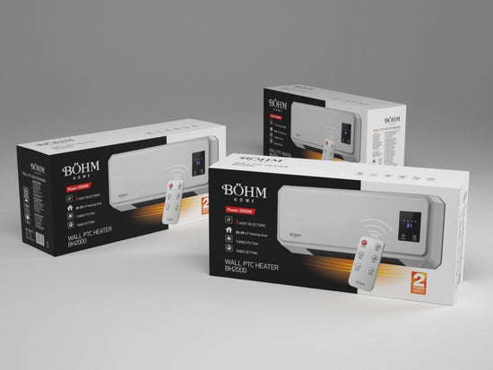 Aeroterma de Perete BÖHM BH2000, 2000W, 2 Trepte, Telecomanda, Timer 12H, 20-25 m²