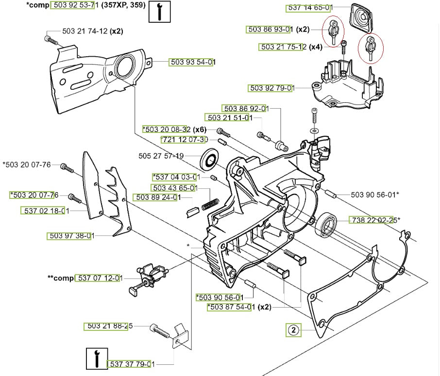 Amortizor drujba Husqvarna 135, 140, 340, 345, 350, 346xp, 351, 353, 357, 359, 435, 440, 445, 450, 455, 460 (cauciuc)