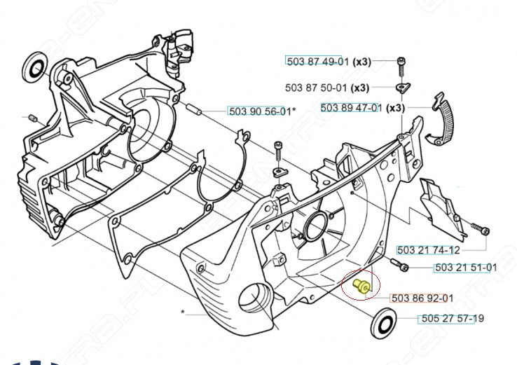 Amortizor drujba Husqvarna 340, 345, 350, 357, 359, 435, 440, 445, 450, 455, 460, 135, 140 (cauciuc)