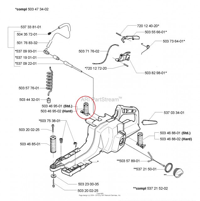 Amortizor drujba Husqvarna 394, 395 dreapta
