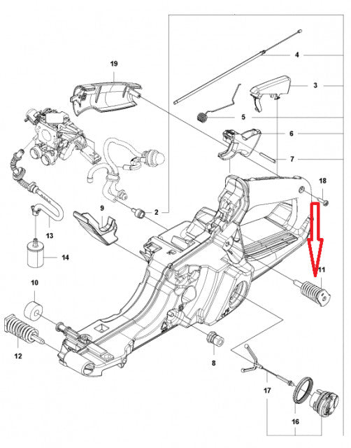Amortizor spate drujba Husqvarna 565, 572XP pentru drujba - vedere 2