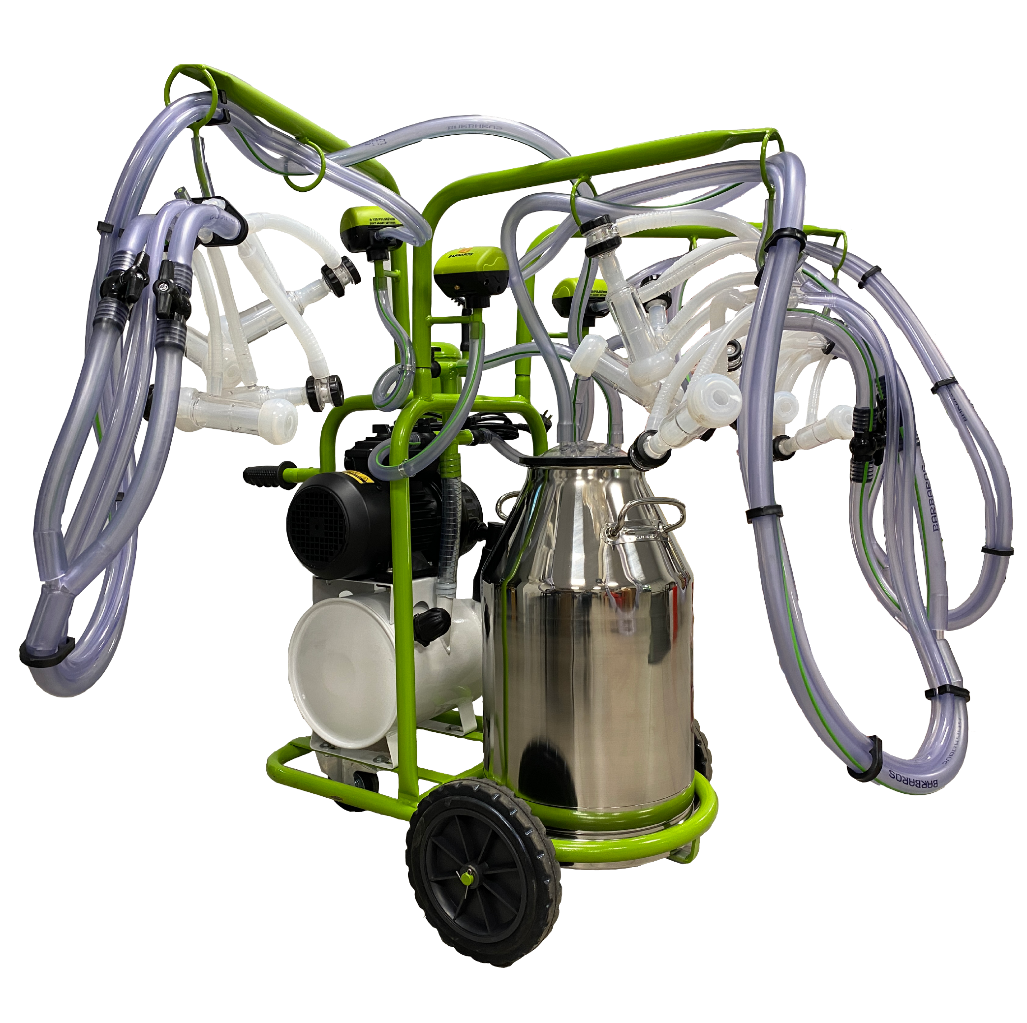 Aparat de muls capre ZEP, 6 posturi, bidon inox 40L, pompa 500 l/min, motor 1.1 kW, pahare plastic