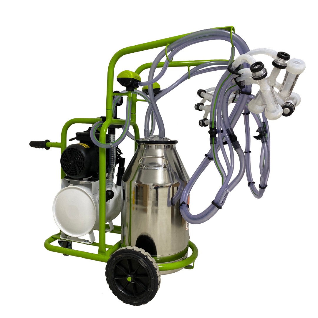Aparat de muls capre ZEP, 4 posturi, bidon inox 40L, pompa 250 l/min, motor 0.55 kW, pahare plastic