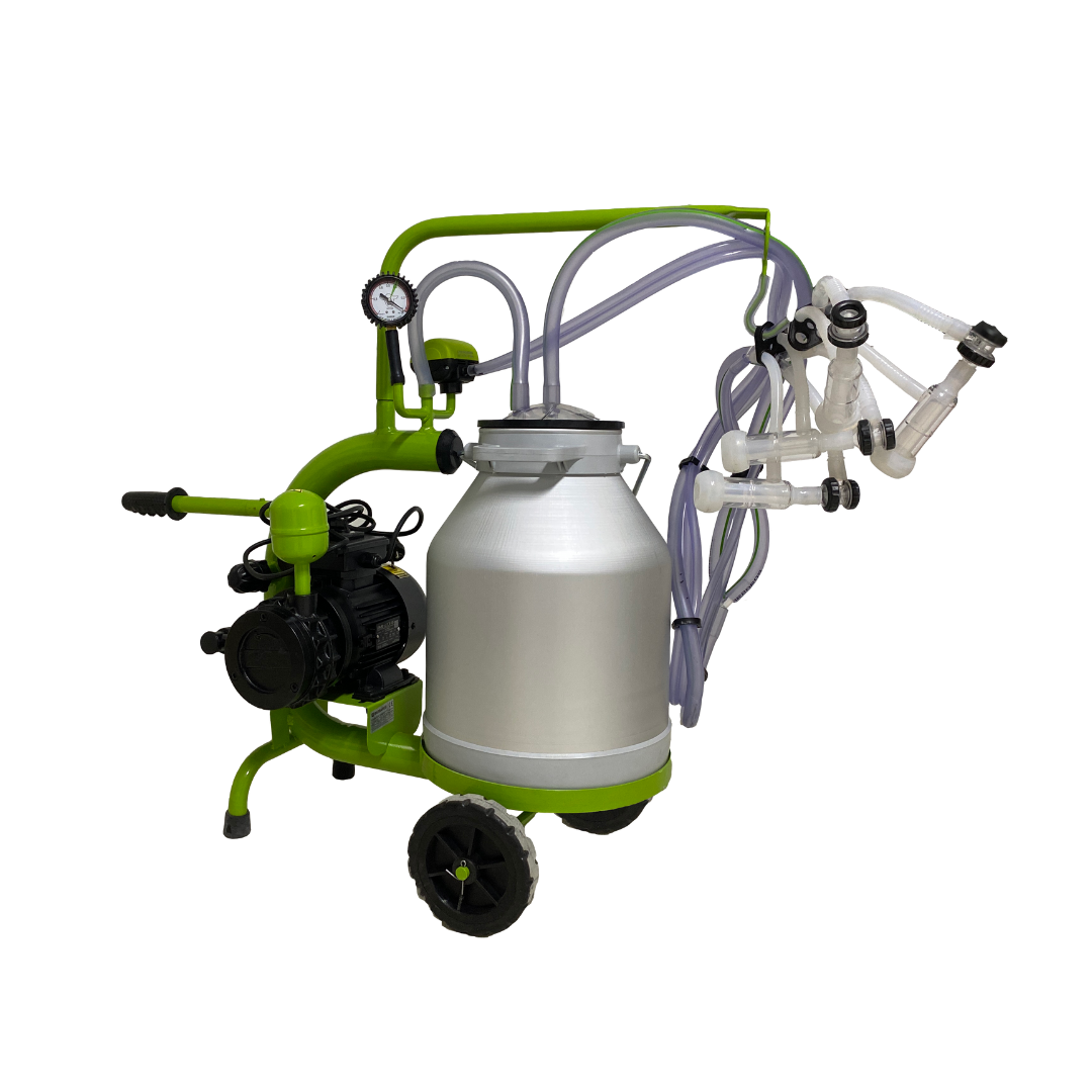 Aparat de muls capre ZEP, 2 posturi, bidon aluminiu 30L, pompa 250 l/min, motor 0.55 kW, pahare plastic